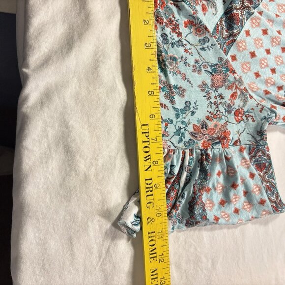 One World Live And Let Live Blouse Tunic Womens Large Flare Short Sleeve - Picture 16 of 16